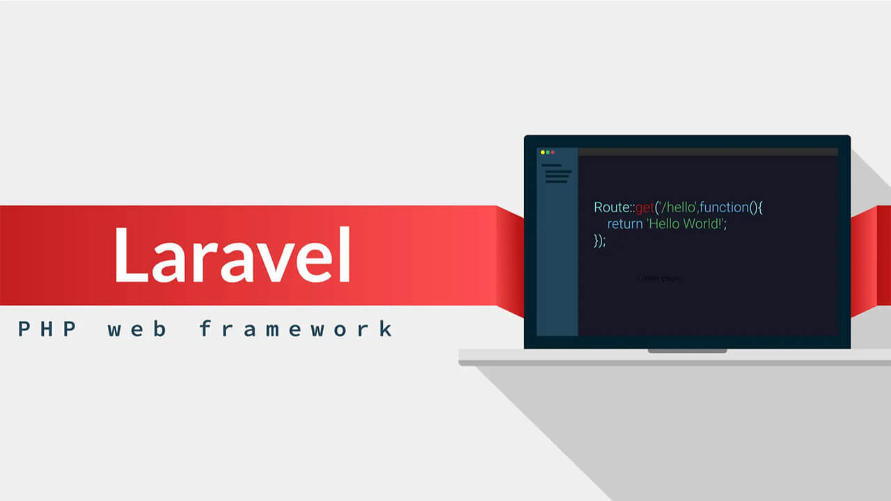 Laravel php web framework (графика: код на экране ноутбука)